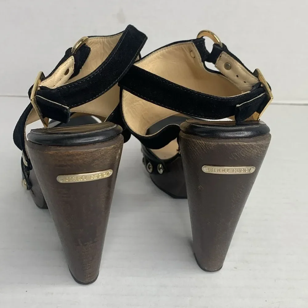 Jimmy Choo black suede leather studded clog heels - Picture 5 of 10